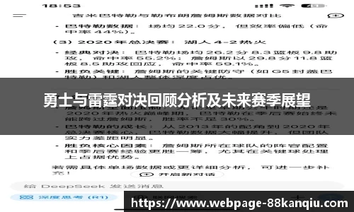 勇士与雷霆对决回顾分析及未来赛季展望