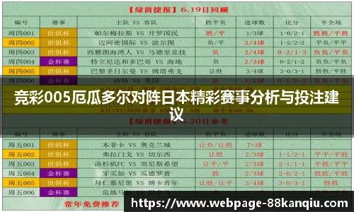 竞彩005厄瓜多尔对阵日本精彩赛事分析与投注建议